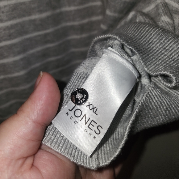 Jones New York Grey White Striped Button Up Cardigan XXL - Picture 3 of 4